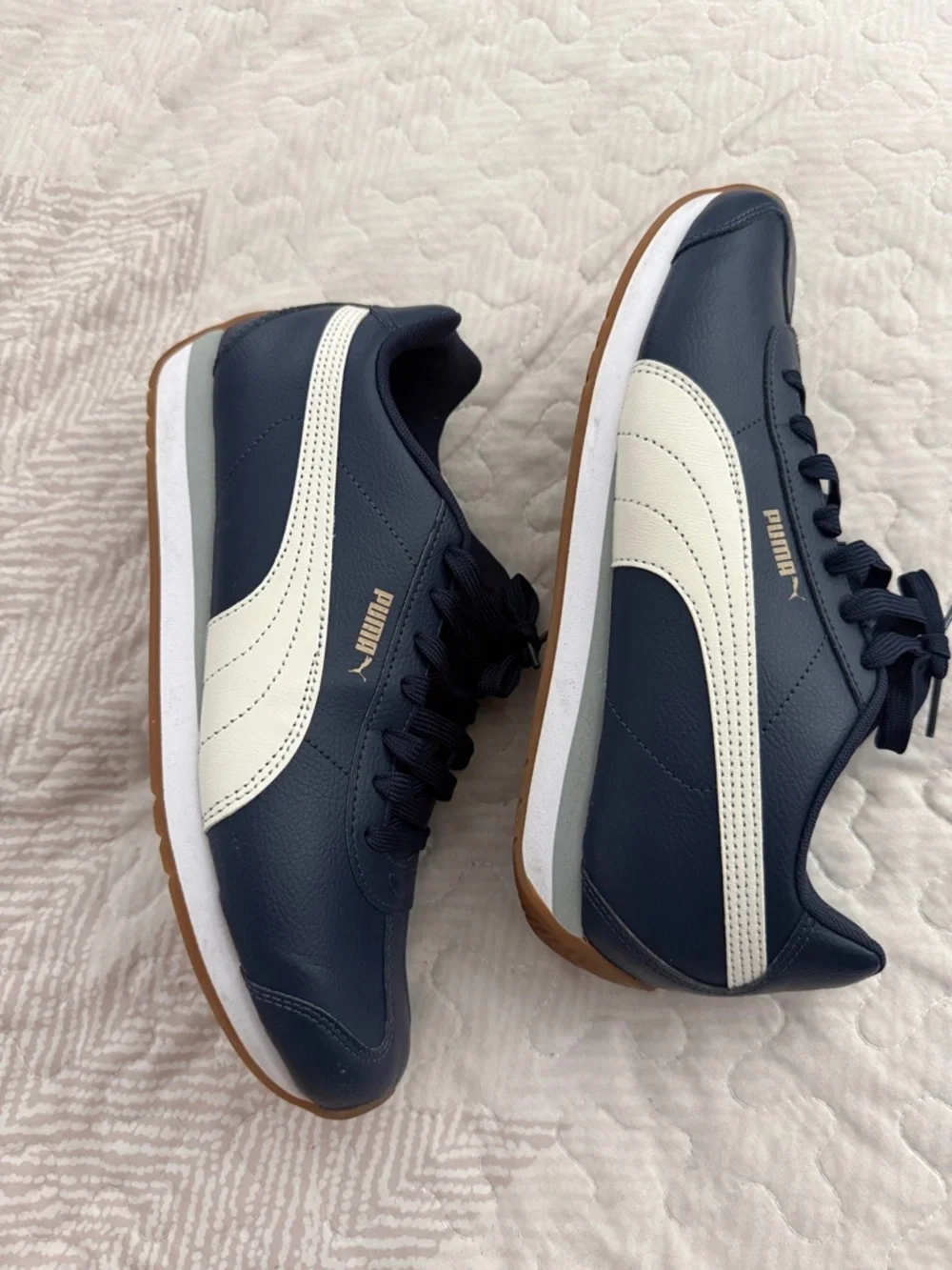 Puma Women’s Navy and White Retro Runner Sneakers - Picture 1 of 3